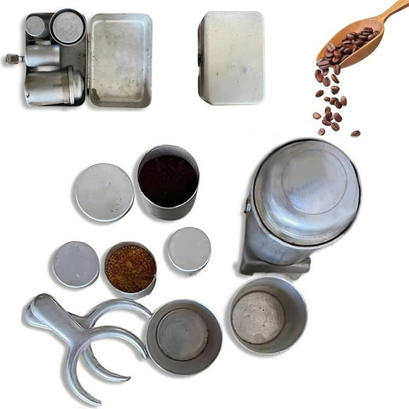 Camping Coffee Maker, Vintage Outdoor Coffee Kit Portable Pour Over Coffee Set with Cups Filters and Storage Box Extra Thin Collectors Travel Coffee Brewing Equipment