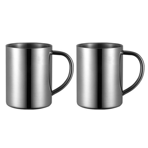 Camping Coffee Mugs Unbreakable Double Walled Stainless Steel Mug with Handle, Set of 2