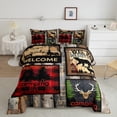 thumbnail image 1 of Camping Comforter Set Retro Lodge Cabin Quilt Bed Set,Woodland Elk Deer Bear King Bedding Set,Retro Barn Door Farmhouse Duvet Insert Country Cottage Rustic Camper Decor, 1 of 5