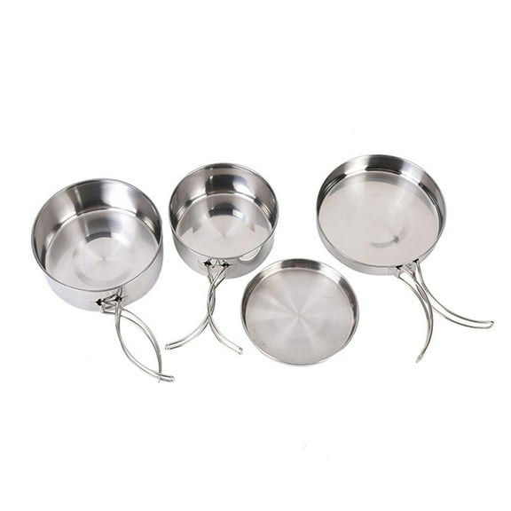 Camping Cooking Cookware Set 4Pcs Pots Pans Bowl Multifunctional for Fishing
