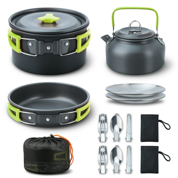Camping Cooking Set Camping Cookware Set 16pcs Camping Pot pan Set Nesting Camp Cook Set Camping Hiking Cookware Camping Backpacking Pans Set