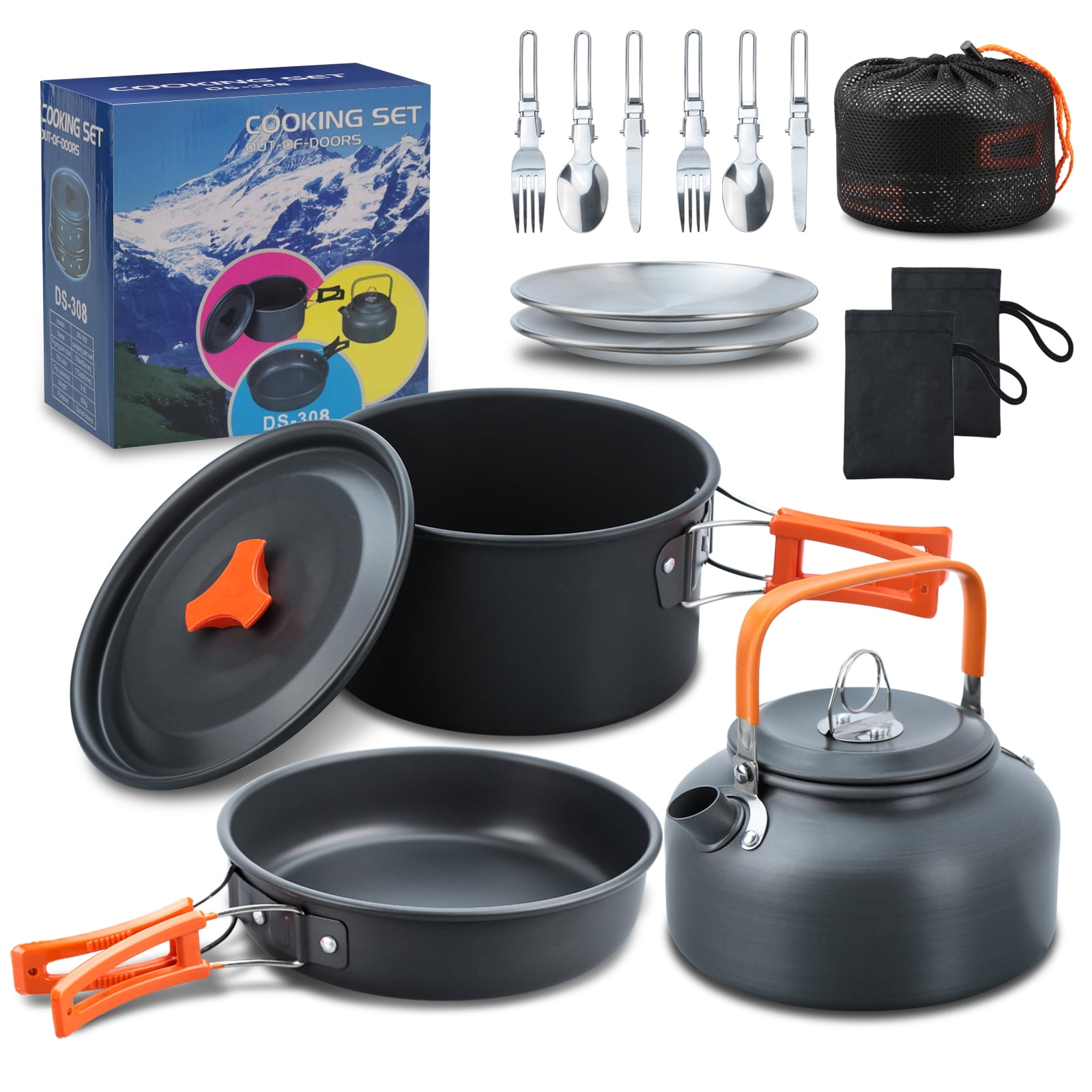 8-in-1 Camping Cookware Kit Camping Pot and Pan Set with Mini Backpack –  Shop Clutch Now