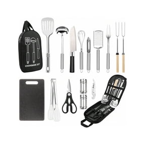 Camping Cooking Utensils Set, Stainless Steel Grill Tools, Camping BBQ Cookware Gear And Equipment For Travel Tenting RV Van Picnic Portable Kitchen Essentials Accessories,23949508