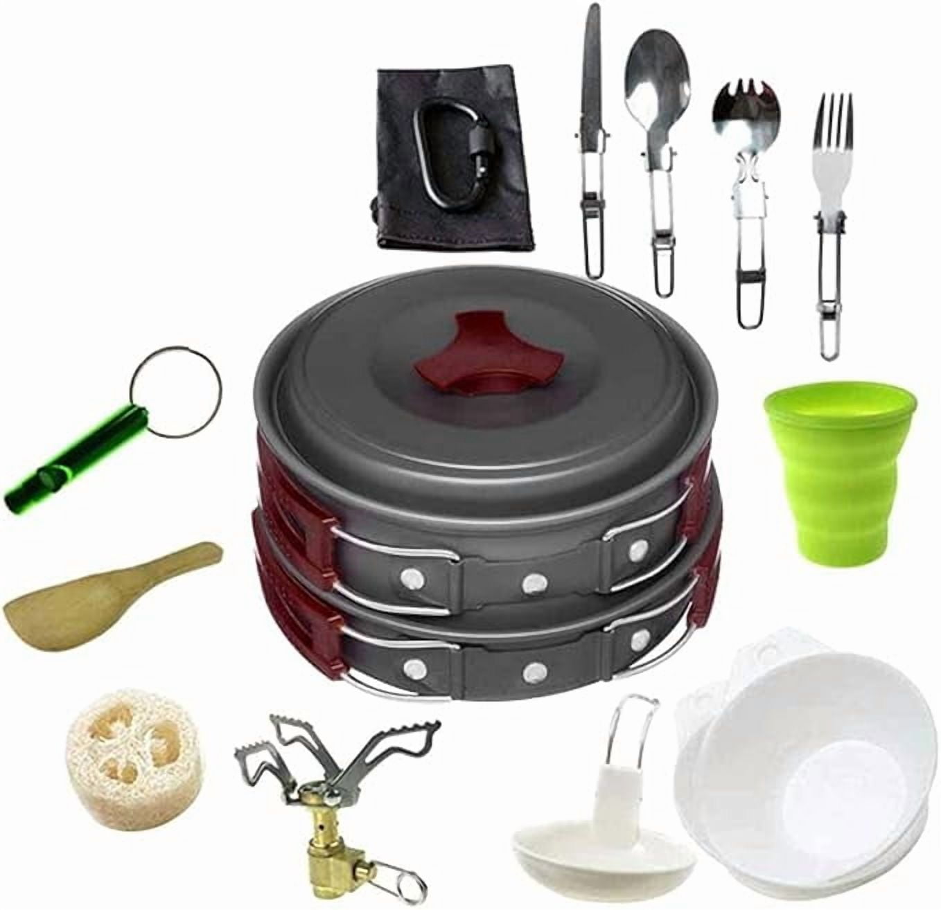 Camping Cookware Kit Outdoor Aluminum Cooking Set Travelling Hiking Picnic BBQ Tableware Equipment Kettle Pots Kitchenware