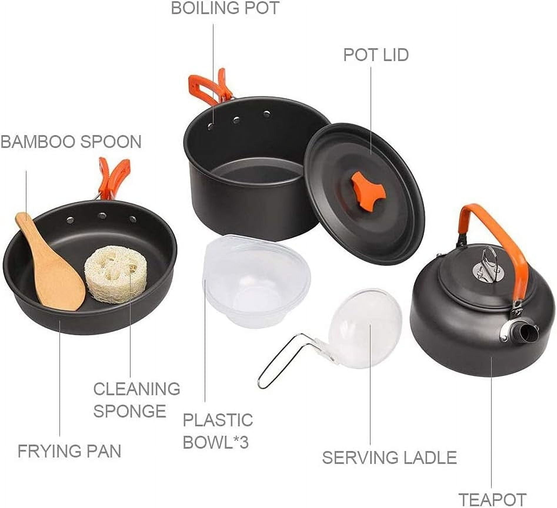 Camping Cookware Kit Outdoor Aluminum Cooking Set Water Kettle Pan Kitchen u Travelling Hiking Picnic BBQ Tableware Equipment