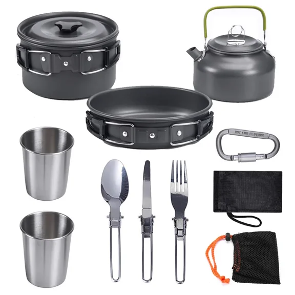 Camping Cookware Kits, Outdoor Camping Hiking and Picnic Kitchen Accessories Pots and Pans Stove ,Cups Camping Cooking Set