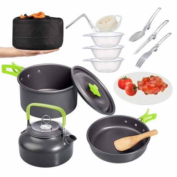 Camping Cookware Kits, Outdoor Camping Hiking and Picnic Kitchen Accessories Pots and Pans Stove ,Cups Camping Cooking Set