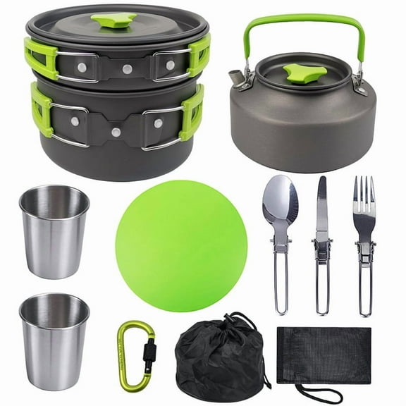 Camping Cookware Kits, Outdoor Camping Hiking and Picnic Kitchen Accessories Pots and Pans Stove ,Cups Camping Cooking Set