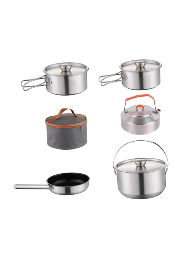 Camping Cookware Outdoor Pot Nonstick Portable Utensils Cookset Cooking Set for Travel Backpacking chen Indoors Hiking with kettle