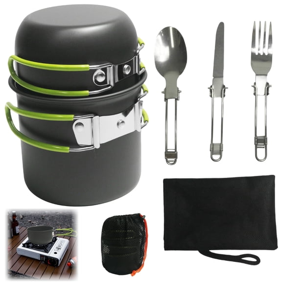 Camping Cookware Set 1-2 Person Aluminum Pot Bowl Utensils for Backpacking Hiking Outdoor