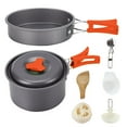 thumbnail image 1 of Camping Cookware Set | 11-Piece Aluminum Outdoor Cookware Kit with Pots, Pan & Bowls | Portable Folding Design for Camping, Hiking & Picnics | 2-Person Backpacking Mess Kit, 1 of 9