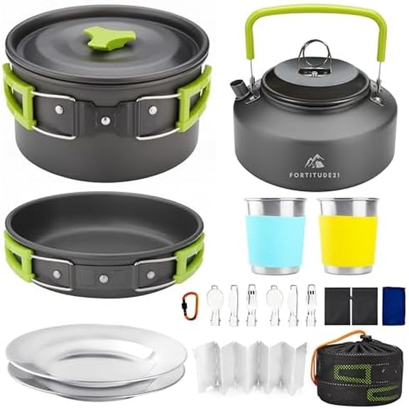 Camping Cookware Set - 19-Piece Lightweight Backpacking Cookware with Pots, Pans, Utensils - Compact Outdoor Cooking Kit for Camping, Hiking, Backpacking & Survival$$