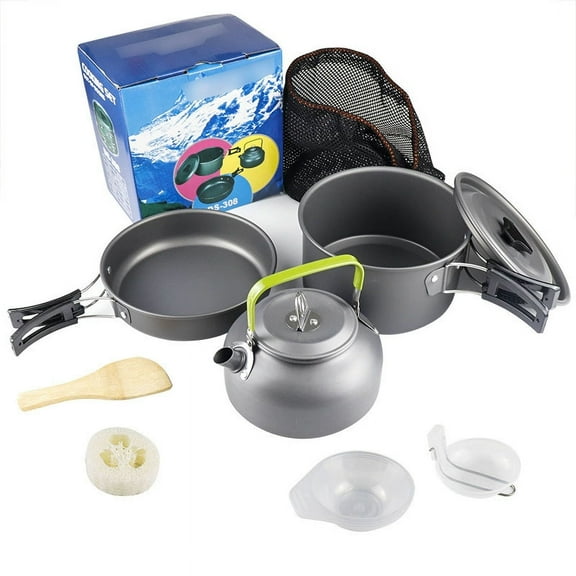 Camping Cookware Set Portable Outdoor Tableware Set Pot and Kettle