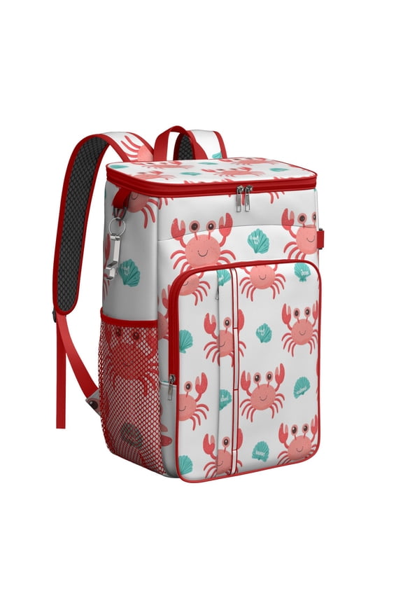 Camping Cooler Backpack 26 Cans,Cooler Bag Insulated Leak Proof Travel Cooler Bag Waterproof Lunch Picnic Beach Work Trip Thermal Bag Drink Beverage Beer Bag Cooler Marine Adorable Crab