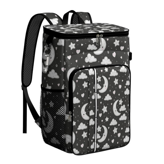 Camping Cooler Backpack 26 Cans,Insulated Backpack Insulated Leak Proof Travel Cooler Bag Waterproof Lunch Picnic Beach Work Trip Thermal Bag Drink Beverage Beer Bag Cooler Starry Night Sky Moon Auror
