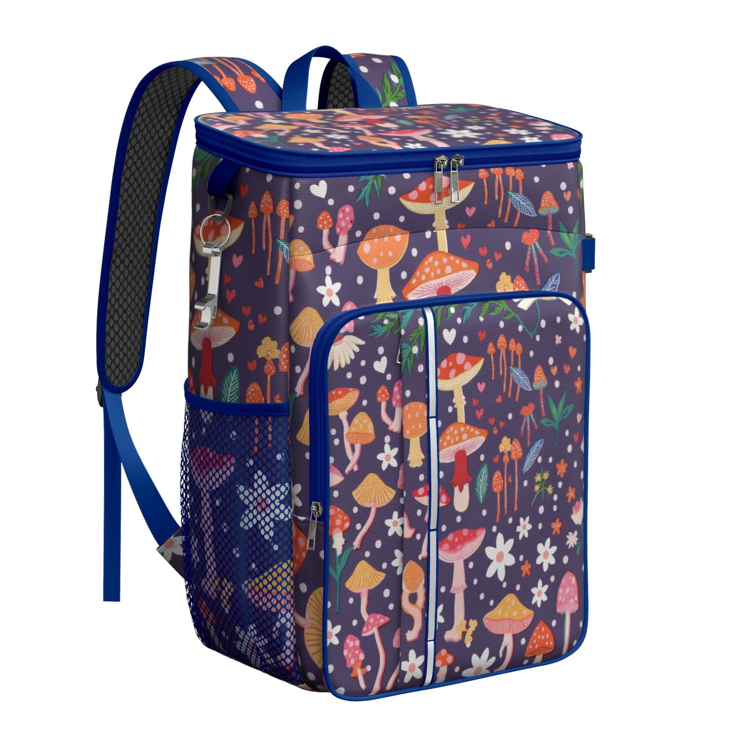 Camping Cooler Backpack 26 Cans,Soft Backpack Coolers Insulated Leak Proof Travel Cooler Bag Waterproof Lunch Picnic Beach Work Trip Thermal Bag Drink Beverage Beer Bag Cooler Mushroom