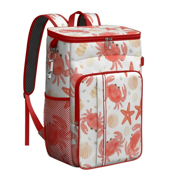 Camping Cooler Backpack 26 Cans,Soft Backpack Coolers Insulated Leak Proof Travel Cooler Bag Waterproof Lunch Picnic Beach Work Trip Thermal Bag Drink Beverage Beer Bag Cooler Marine Adorable Crab