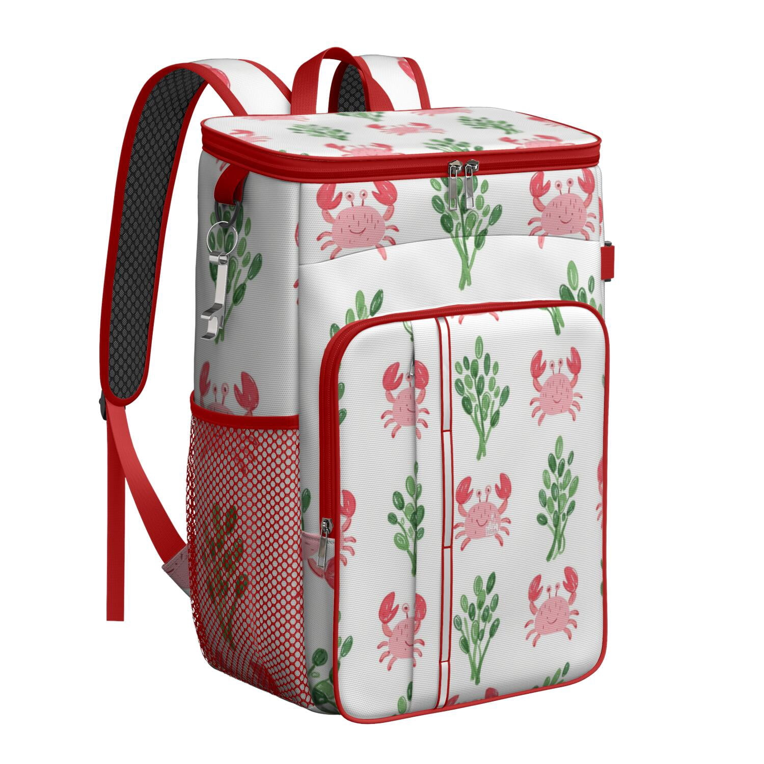 Camping Cooler Backpack 26 Cans,Soft Backpack Coolers Insulated Leak Proof Travel Cooler Bag Waterproof Lunch Picnic Beach Work Trip Thermal Bag Drink Beverage Beer Bag Cooler Marine Adorable Crab