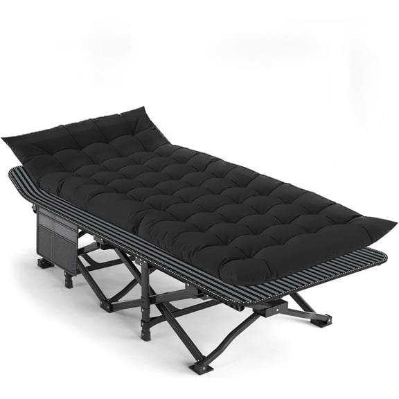 Camping Cot, 28'' Wide Rollaway Bed for Adult with Pad, Portable Folding Bed for Indoor & Outdoor, Sleeping Cot with Carry Bag,Fast Setup, Compact Carry & Storage
