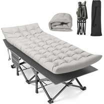 Camping Cot, 32In XXL Folding Camping Cot Heavy Duty Sleeping Bed for Adults 1200D Double Layer Oxford Cots for Camping W/Pilllow Mattress Carry Bag for Home Office Nap Beach Travel, 500LBS