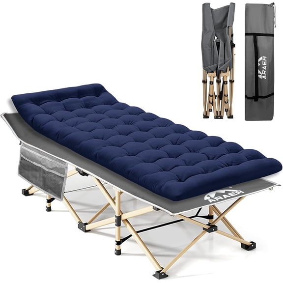 Camping Cot, 450LBS(Max Load), Portable Folding Outdoor Bed with Carry Bag for Adults Kids, Heavy Duty Cot for Traveling Gear Supplier, Office Nap, Beach Vocation and Home Lounging (Blue)
