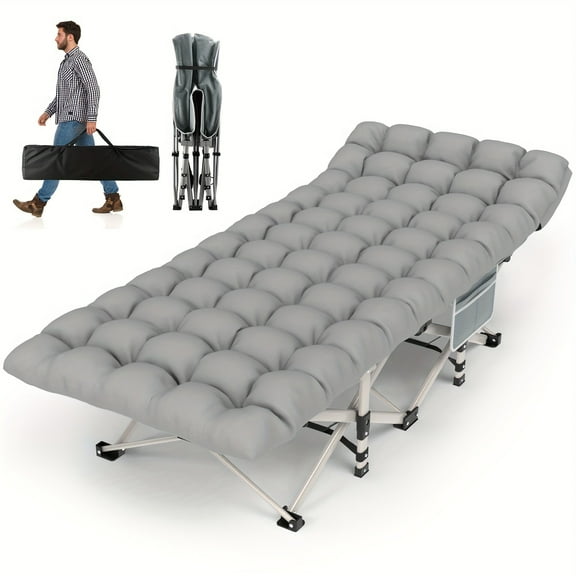 Camping Cot for Adults, Heavy-Duty 450LBS Capacity with Mattress - Foldable Padded Sleeping Cot for Camping, Travel, Home Guest, Perfect Gift for Adventurers