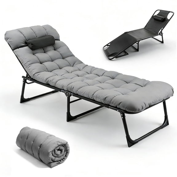 Camping Cot for Adults, Heavy-Duty Portable Cot Bed with Mattress and Pillow, Foldable Padded Sleeping Cots for Camping Travel Tent Outdoor & Home Guest, Camp Cot Bed for Guest Travel, Hiking