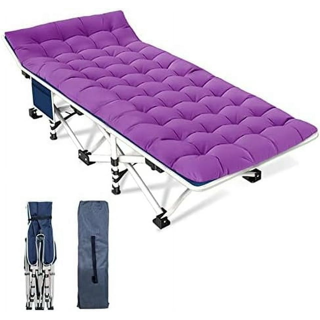 Camping Cot with Comfortable Mattress Cots for Sleeping Premium Fabric Camping Bed Easy Setup Folding Cot with Carry Bag for Guest Bed Adults Home Office Outdoor