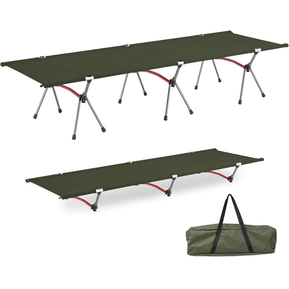 Camping Cot, Height Adjustable with Cot Leg Extenders, Strong Support 330lbs, Portable Folding Bed for Camping, Hiking, Travel, Truck, Beach, Office Nap (Ranger Green)