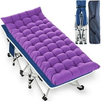Camping Cot with Mattress Comfortable Cots for Sleeping Folding Cot Double Layer Oxford Camping Bed with Carry Bag Heavy Duty for Home Travel Outdoor Indoor