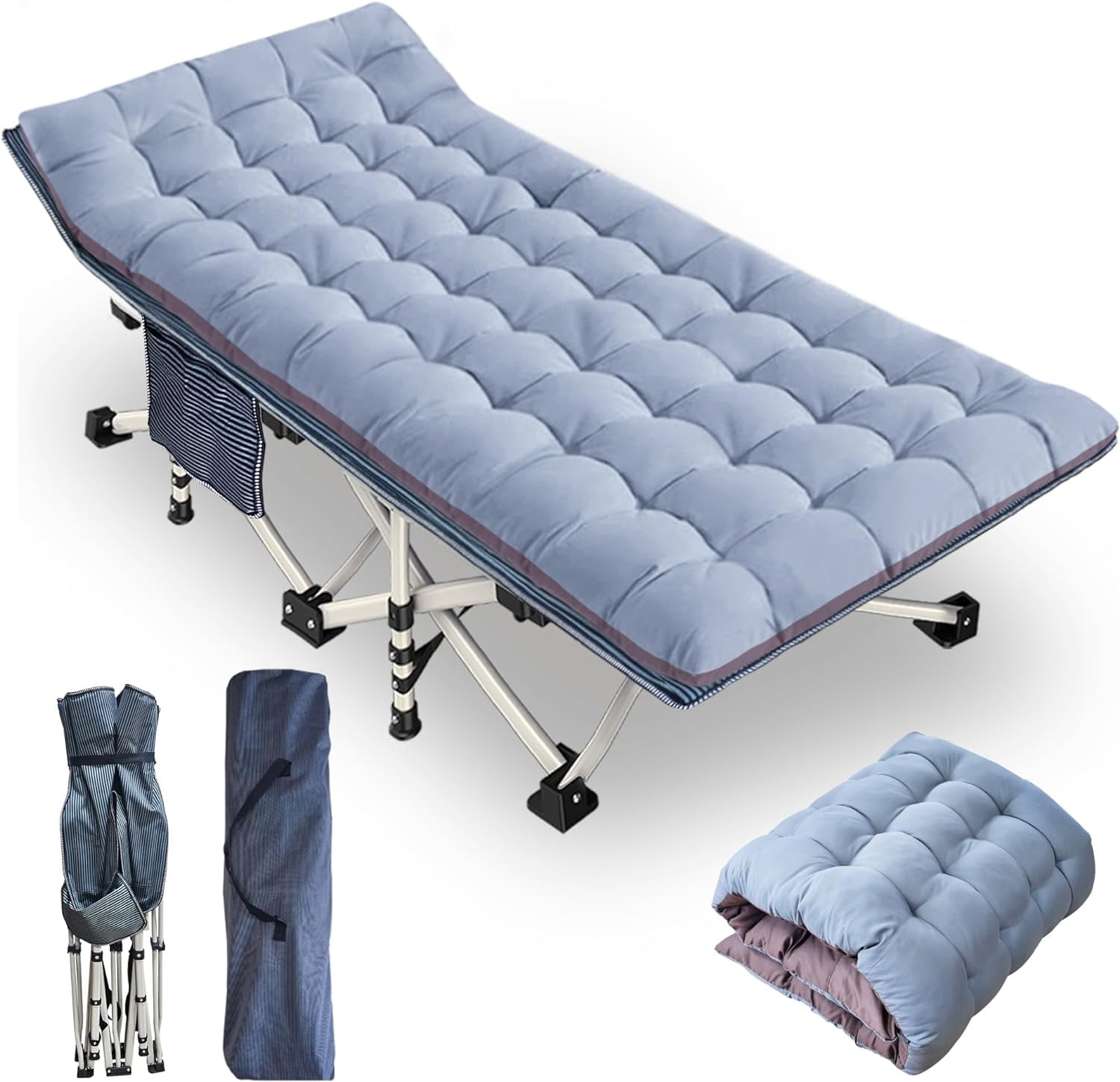 Camping Cot Oversize XXL 32 Inches Wide with Comfortable Mattress for