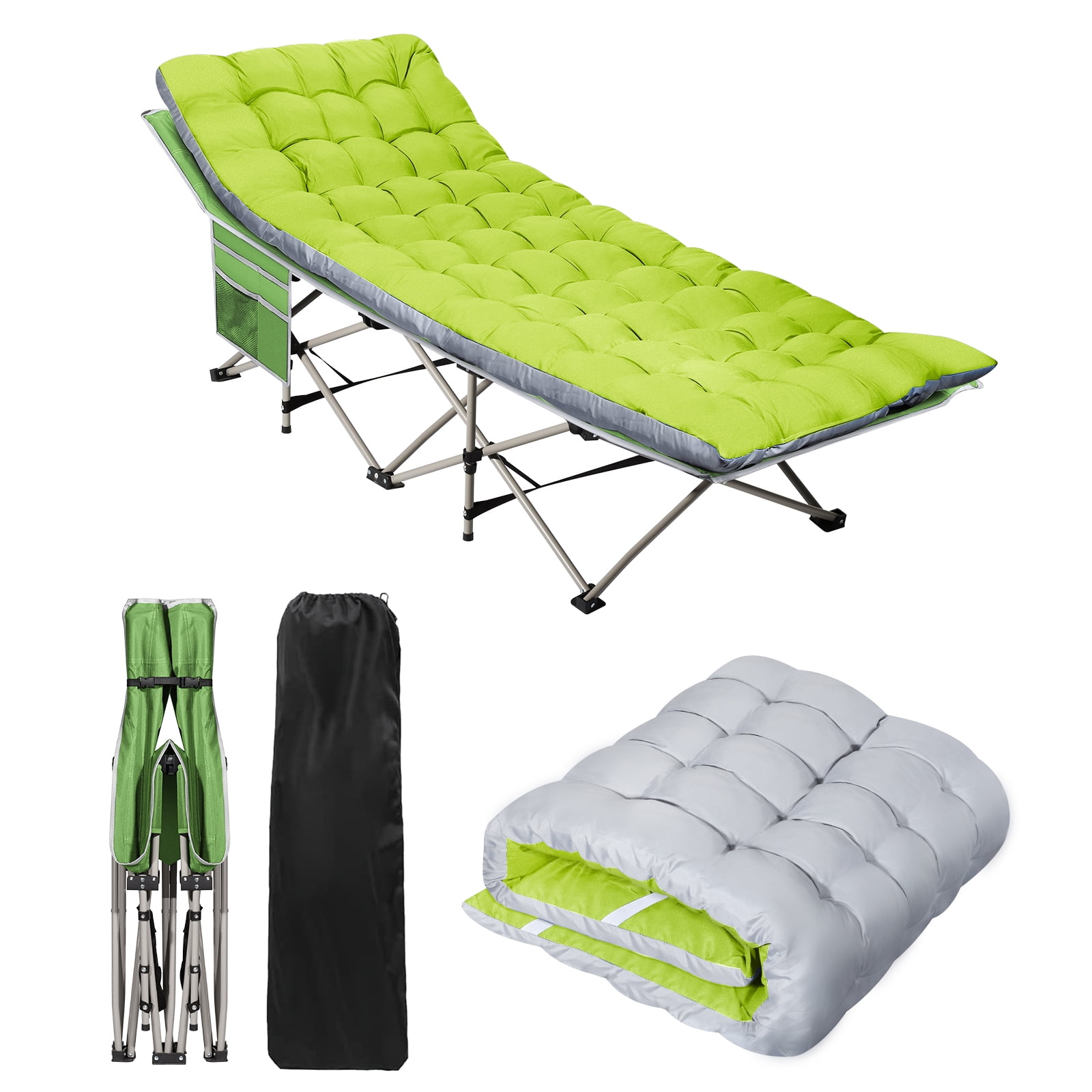 Camping Cot , Portable Folding Outdoor Bed with Mattress Carry Bag