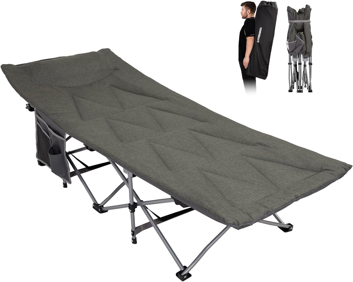 Camping Cot for Adults, Padded Camp Cots for Sleeping Portable Camping ...