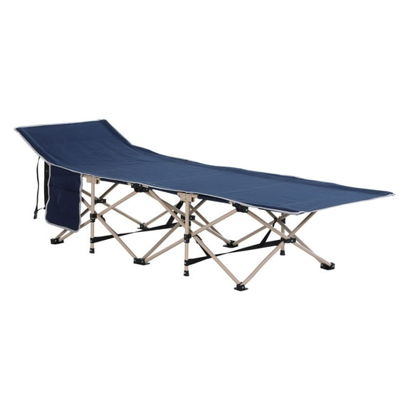 Camping Cot for Adults Portable Folding Bed with Carry Bag - Outdoor Travel Sleeping Cot with Side Pocket, Blue