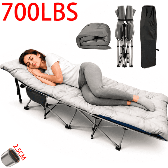 WOWDVOV Camping Cot for Adults with 2 Sided Mattress - 75" x 28" Cot, 1200D Oxford Portable Cot Bed with Carry Bag for Camp Travel Guest