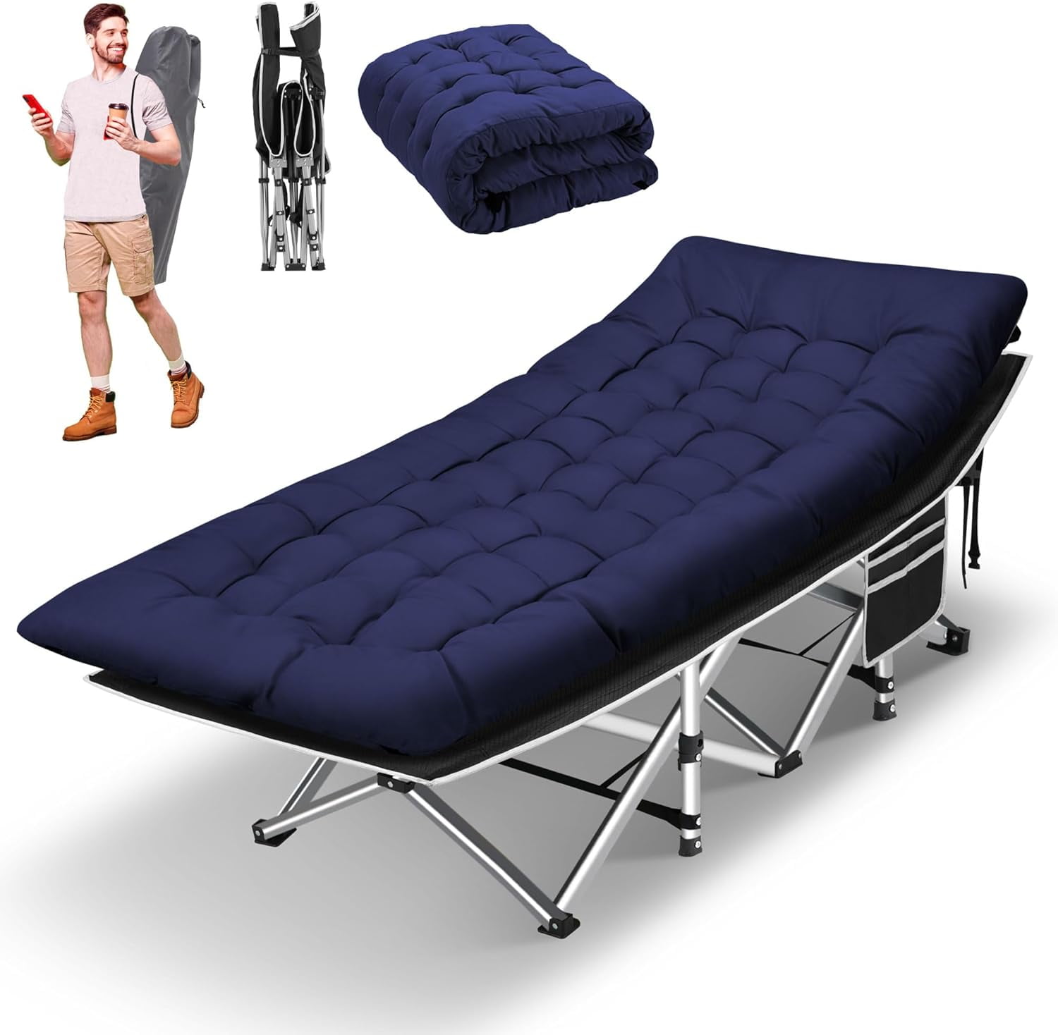 Camping Cots for Adults with 600lbs Load Capacity, Folding Camping Cot