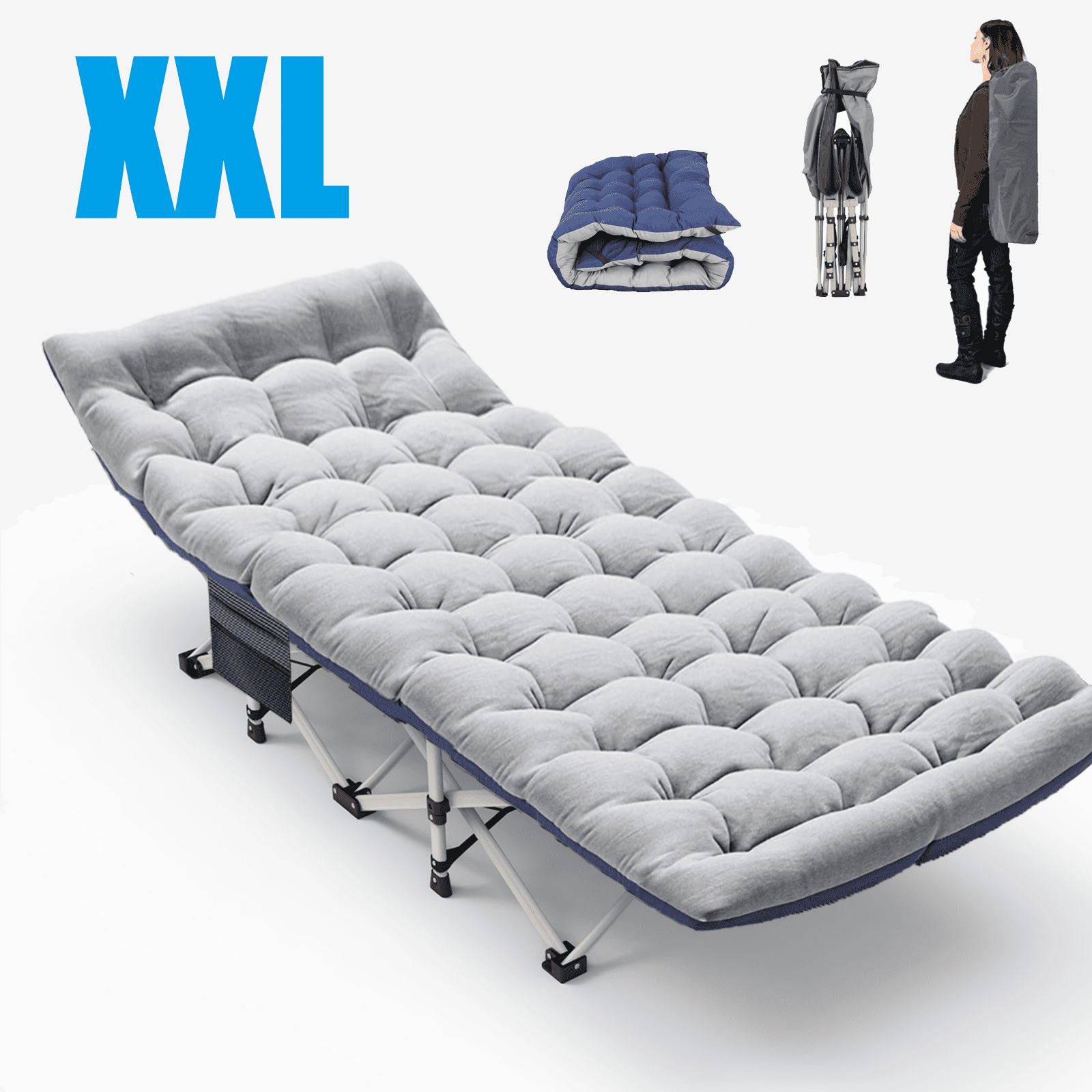XXL Camping Cots for Adults, Portable & Folding Cots for Sleeping, Maximum Weight Capacity