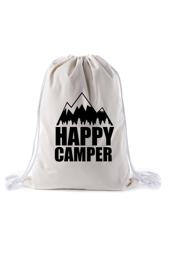 Camping Cotton Drawstring Backpack for Birthday parties and Summer Camp