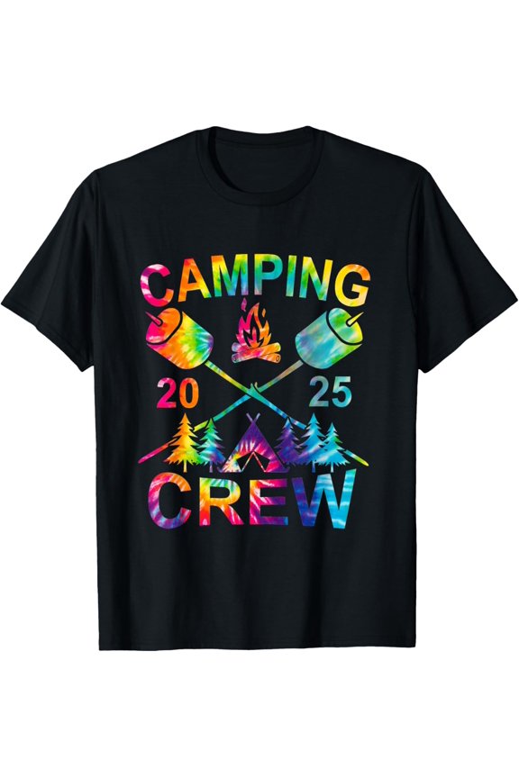 Camping Crew 2025 Funny RV Camper Outdoors Vacation Trip T-Shirt