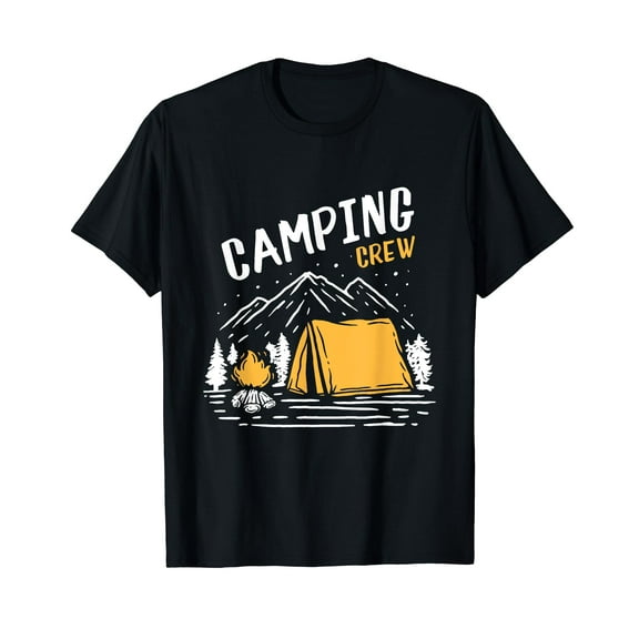 Camping Crew Family Camping Tent Gifts for Funny Camper Black T-Shirt Crew Neck Tee