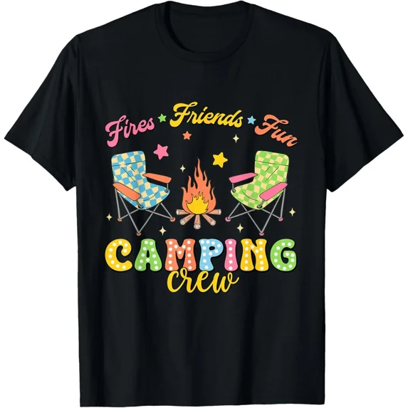 Camping Crew Family Friends Girls Kids Summer Vibes Camper T-Shirt Gift ...