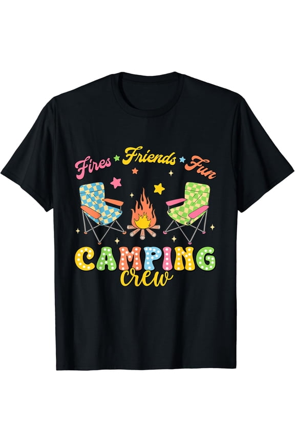 Camping Crew Family Friends Girls Summer Vibes Camper T Shirt