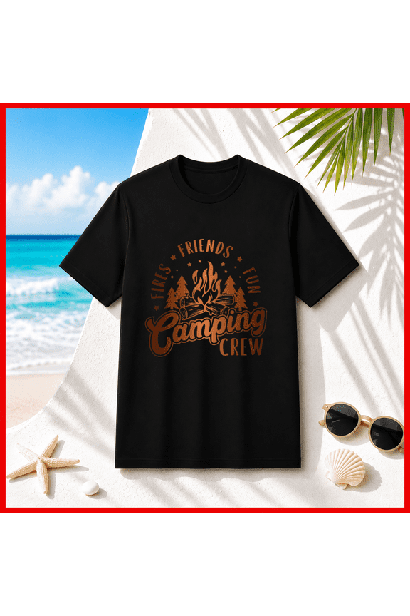 Camping Crew Fires Friends Fun Outdoor Life Unisex T-Shirt, S-5XL