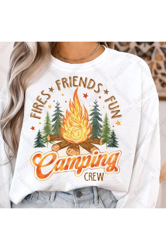 Camping Crew T-shirt, Fires Friends Fun Shirt, Camp Life Shirt, Camping Mode Shirt, Retro Summer TH030602