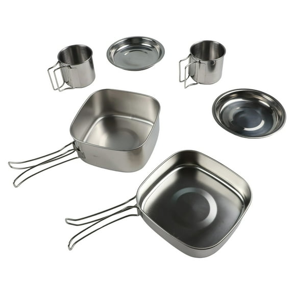 Camping Crockery Set Pot Stainless Steel Cookware Set For Camping Hiking Picnic