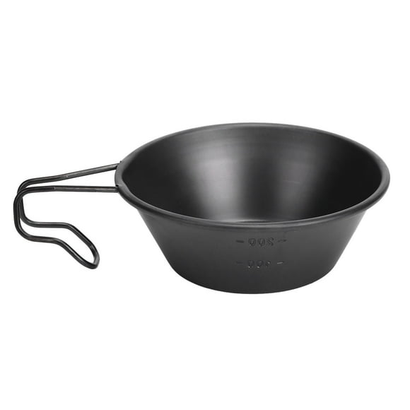 Camping Cup Backpacking Bowl Cup Stainless Steel with Hook Shape Handle for Outdoor Travel Picnic Black