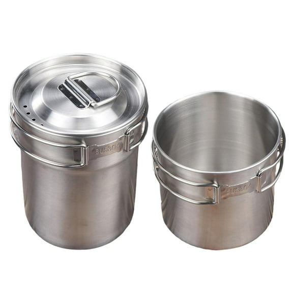 Camping Cup Foldable Handle Lightweight with Lid Stackable Cookware Drinking Mug Water Cup Container for Hiking Backpacking Travel Cooking