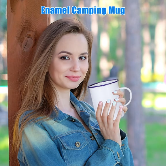 Camping Cups Mugs Enamel Cup Enamel Cylindrical For Restaurant 1Pcs