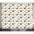 thumbnail image 1 of Ambesonne Camping Curtains 2 Panel Set, Campfire with Map Artwork, 108" x 90", Multicolor, 1 of 3