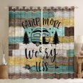 thumbnail image 1 of Camping Curtains & Drapes,Camper Themed Blackout Curtains Camper Decor,RV Travel Car Camping Window Curtains,Sketch Drawing Wood Vintage Window Treatments Teal Brown, 1 of 6